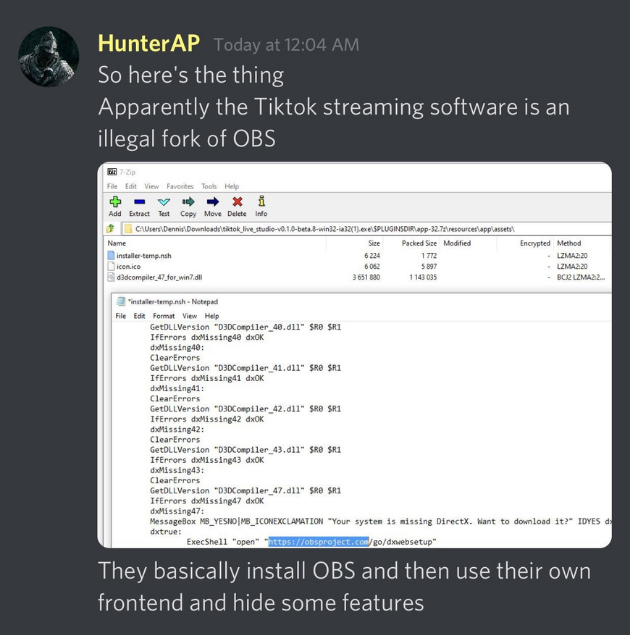 Does TikTok use OBS code for Live Studio development?